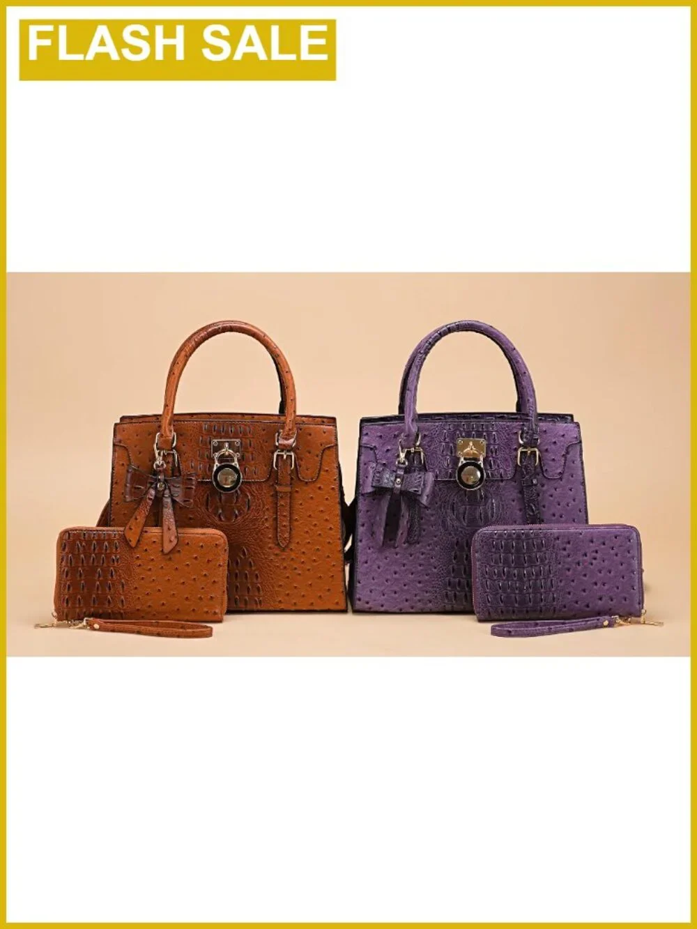 Women's Vegan Leather Satchel Tote Handbag with RFID Wallet Set, Top Handle